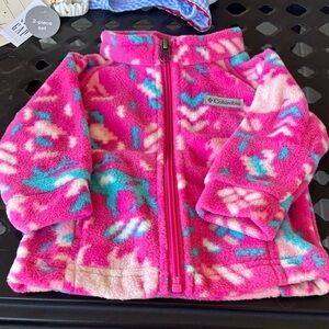 Columbia Pink and Blue Patterned Fleece Jacket